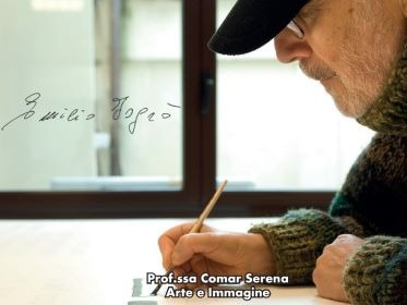 Emilio Isgro immagine dell'artista di profilo mentre disegna.