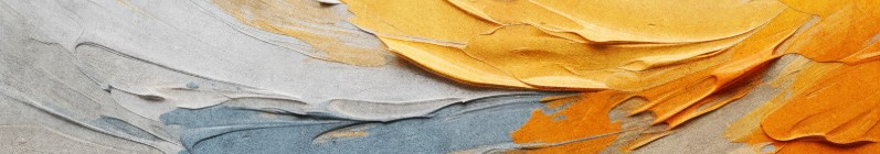 Pennellate molto dense di colori caldi e freddi distribuiti in modo astratto
