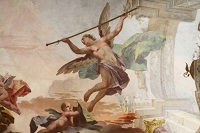 affresco con un angelo in volo