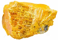 pezzo giallo dell orpimento su sfondo bianco