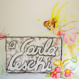 Pittura murale della targa in memoria di Carla Ceschi generosa donatricef