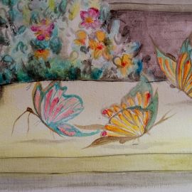 Farfalle dipinte sulla parete della cameretta di una bambina